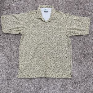 VTG Columbia Polo Shirt Mens Large Yellow Floral Hawaii Peekaboo Palm Tree Golf